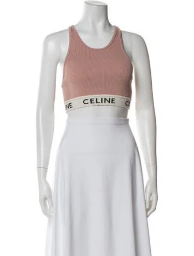 Pre-owned Celine Crew Neck Sleeveless Sports Bra In Pink