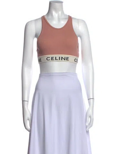 Pre-owned Celine Crew Neck Sleeveless Sports Bra In Pink