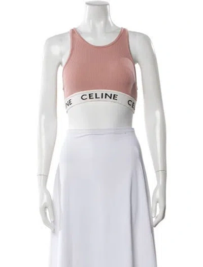 Pre-owned Celine Crew Neck Sleeveless Sports Bra In Pink