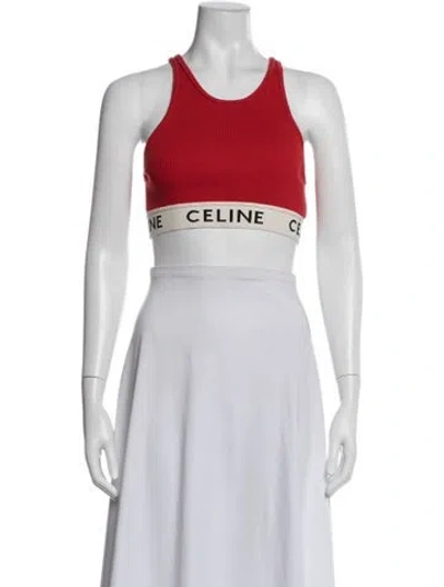 Pre-owned Celine Crew Neck Sleeveless Sports Bra In Red