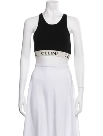Pre-owned Celine Crew Neck Sleeveless Sports Bra In White
