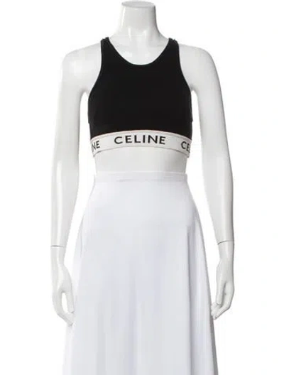 Pre-owned Celine Crew Neck Sleeveless Sports Bra In White