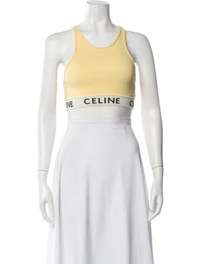 Pre-owned Celine Crew Neck Sleeveless Sports Bra In White