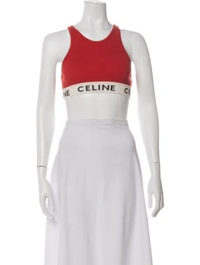 Pre-owned Celine Crew Neck Sleeveless Sports Bra In White