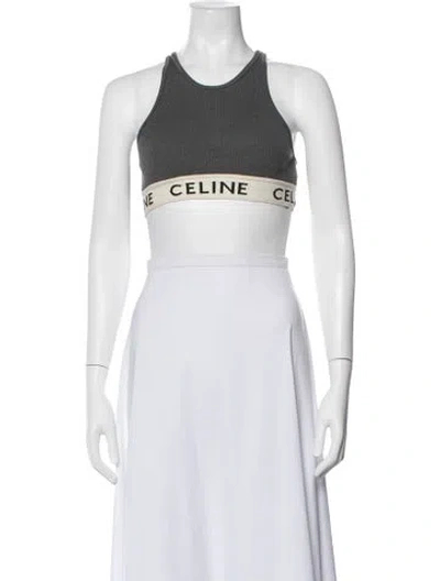 Pre-owned Celine Crew Neck Sleeveless Sports Bra In White