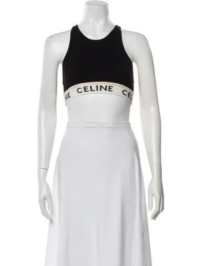 Pre-owned Celine Crew Neck Sleeveless Sports Bra In White