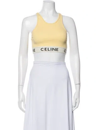 Pre-owned Celine Crew Neck Sleeveless Sports Bra In White