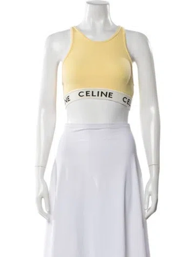 Pre-owned Celine Crew Neck Sleeveless Sports Bra In Yellow