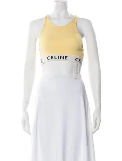 Pre-owned Celine Crew Neck Sleeveless Sports Bra In Yellow