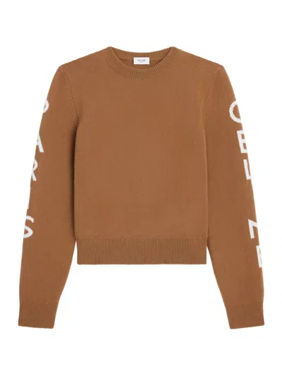 Celine Crew Neck Sweater In Cashmere And Wool In Nude