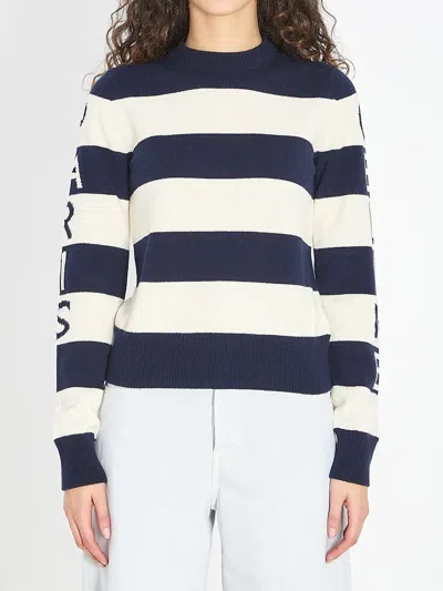 Celine Crew Neck Sweater In Cashmere And Wool In White