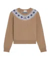 Celine Crew Neck Sweater In Fair Isle Cashmere In Brown