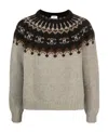 Celine Crew Neck Sweater In Triomphe Fair Isle Wool