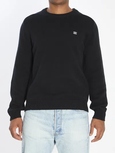 Celine Crew Neck Sweater In Wool And Cashmere In Animal Print