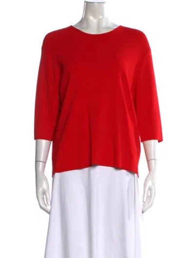 Pre-owned Celine Crew Neck Three-quarter Sleeve Top In Red