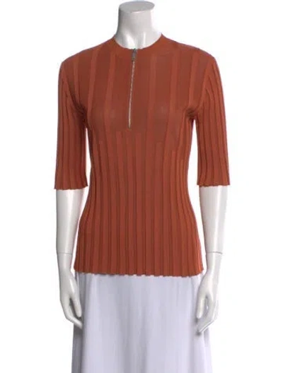Pre-owned Celine Crew Neck Three-quarter Sleeve Tunic In Orange