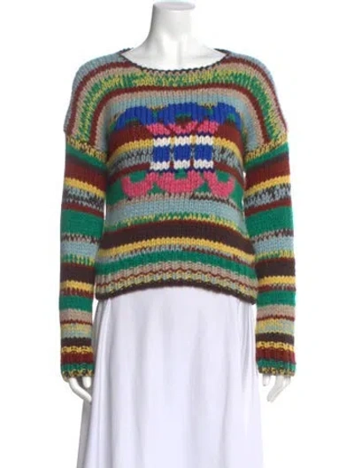 Pre-owned Celine Crewneck Alpaca Sweater In Green