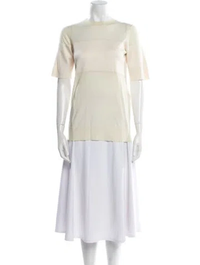 Pre-owned Celine Crewneck Short Sleeve Wool Sweater In Neutral