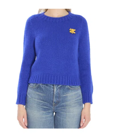 Celine Women Triomphe Crewneck Sweater In Blue