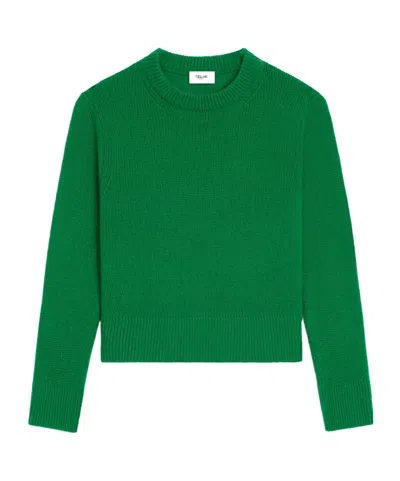 Celine Crewneck Sweater In Cashmere In Green