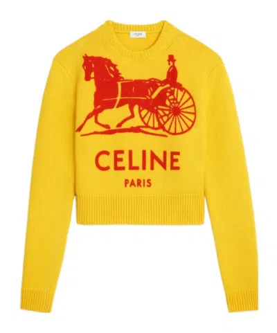 Celine Crewneck Sweater In Cashmere In Yellow