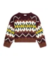 Celine Crewneck Sweater In Fair Isle Wool In Brown