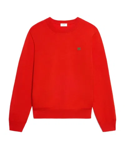 Celine Crewneck Sweater In Fine Wool In Red