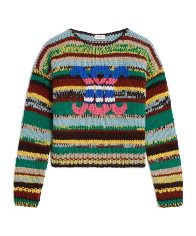 Celine Crewneck Sweater In Mouline Alpaca And Wool In Multi