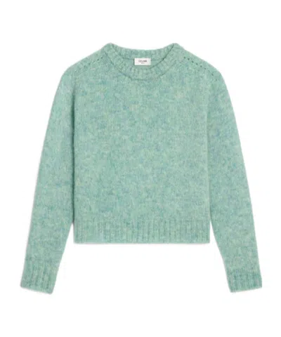 Celine Crewneck Sweater In Shetland Wool In Green