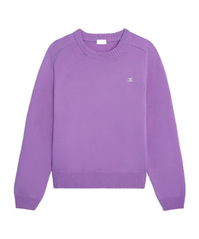 Celine Crewneck Sweater In Wool And Cashmere In Purple