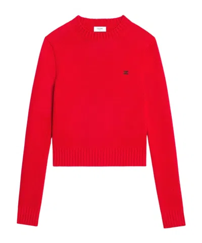 Celine Crewneck Sweater In Wool And Cashmere In Red