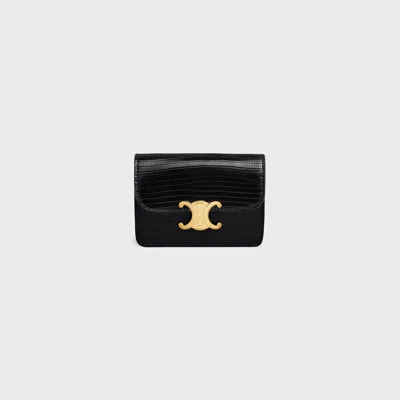 Celine Croc-embossed Leather Card Case In Black