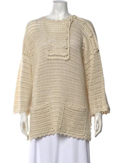 Pre-owned Celine Crochet Crew Neck Sweater In Neutrals