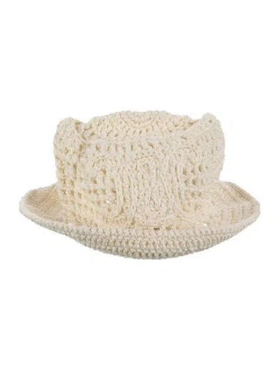Pre-owned Celine Crochet Knitted Triomphe Bucket Hat In Neutral