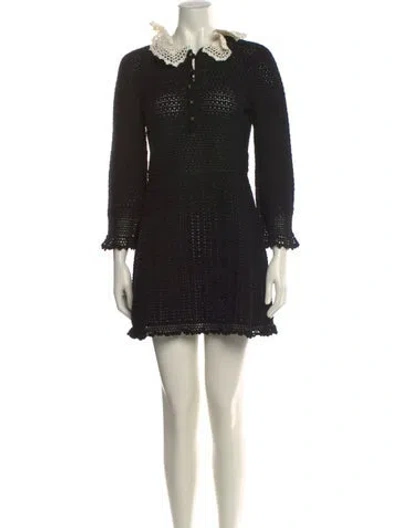 Pre-owned Celine Crochet Mini Dress In Black