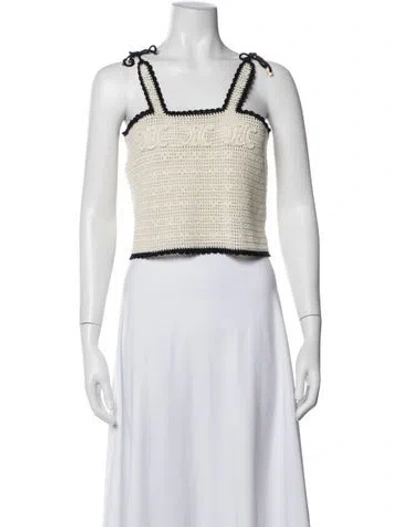 Pre-owned Celine Crochet Square Neckline Crop Top W/ Tags In Neutral