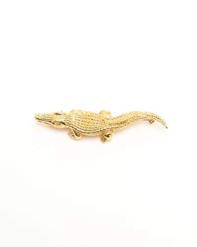 Celine Céline Crocodile Brooch In Gold