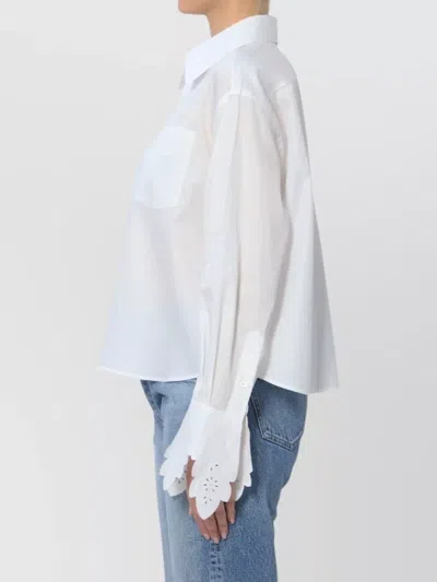 Celine Cropped Cotton Shirt In White