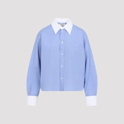 Celine Cropped Cotton Shirt For Women In Blue