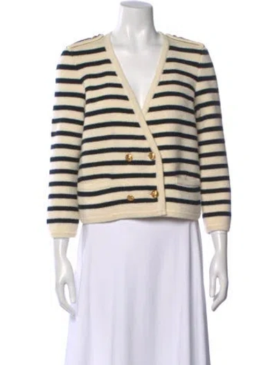 Pre-owned Celine Cropped Marinière Wool Sweater In Neutral