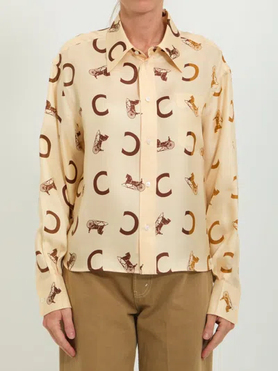 Celine Cropped Printed Shirt In Multi