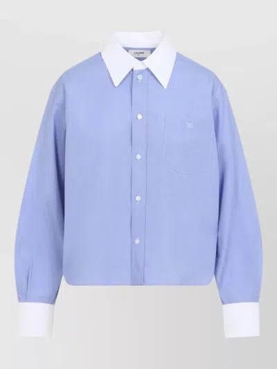 Celine Cropped Shirt In Cotton Poplin In Blue