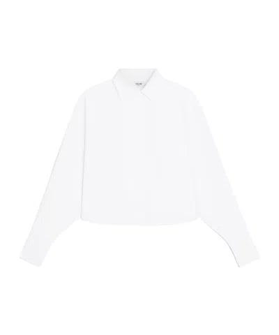 Celine Cropped Shirt In Cotton Poplin In White