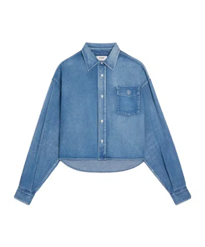 Celine Cropped Shirt In Denim In Blue