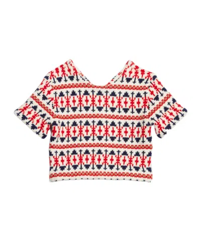 Celine Cropped Sweater In Fair Isle Wool And Cashmere In Multi