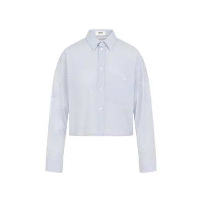 Celine Cropped Triomphe Cropped Shirt Women In Blue