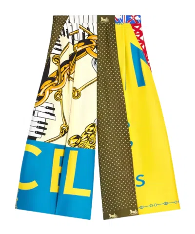 Celine Cropped Trousers In Silk Twill In Yellow