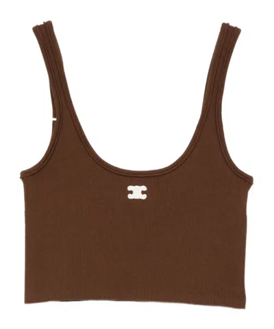 Celine Cropped Vest In Brown
