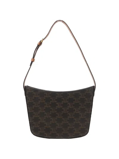 Pre-owned Celine Croque Macadam Shoulder Bag In Brown