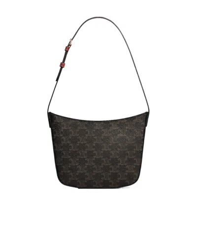 Celine Croque Triomphe Medium Shoulder Bag In Brown